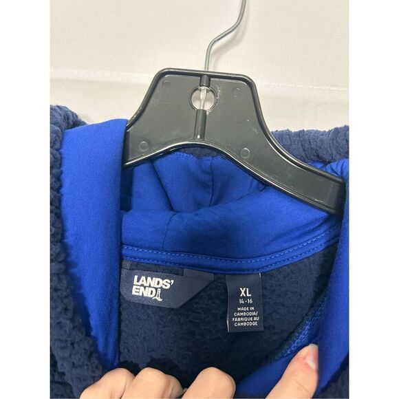 Lands End blue fleece hoodie size 14/16 - Picture 3 of 4
